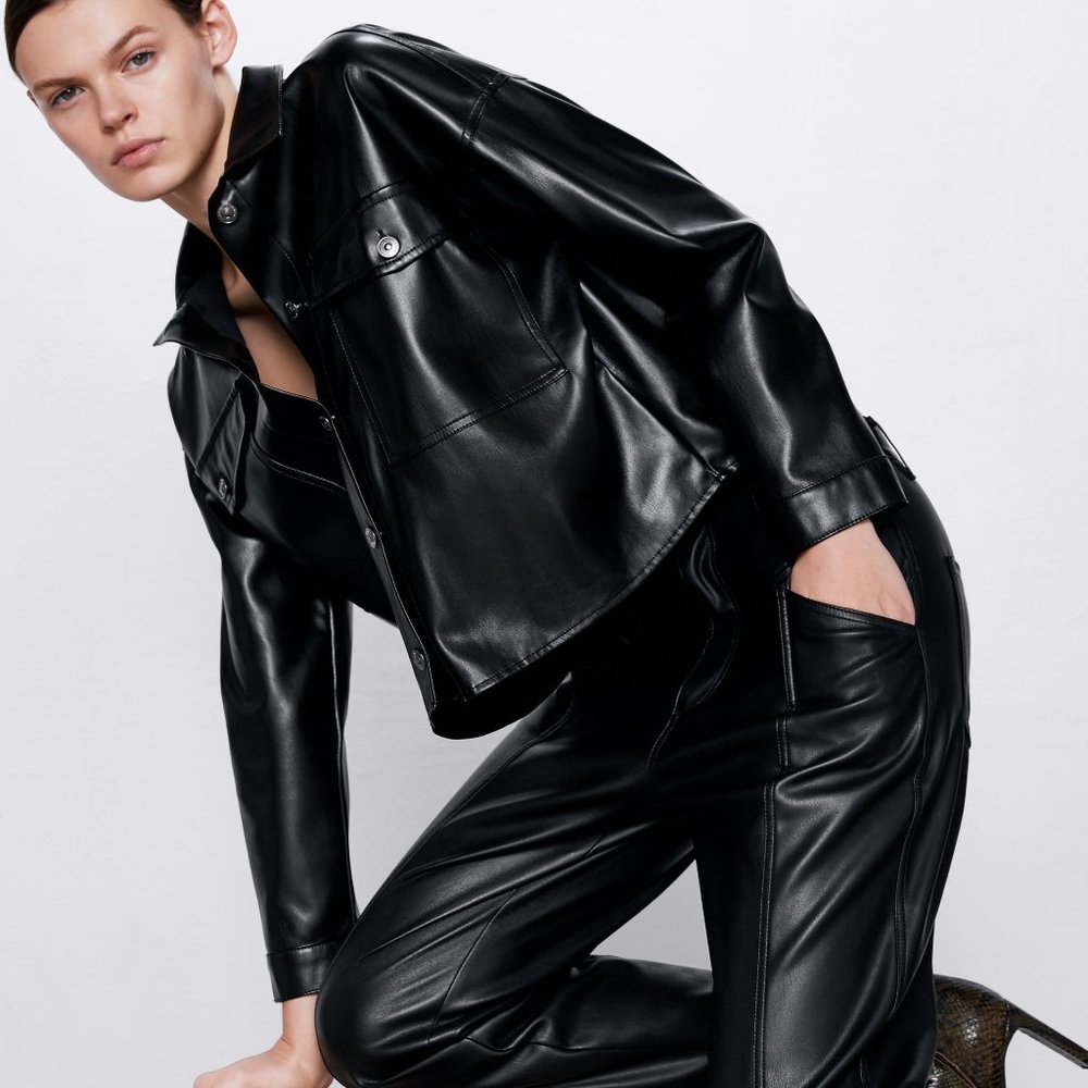 Zara leather over shirt